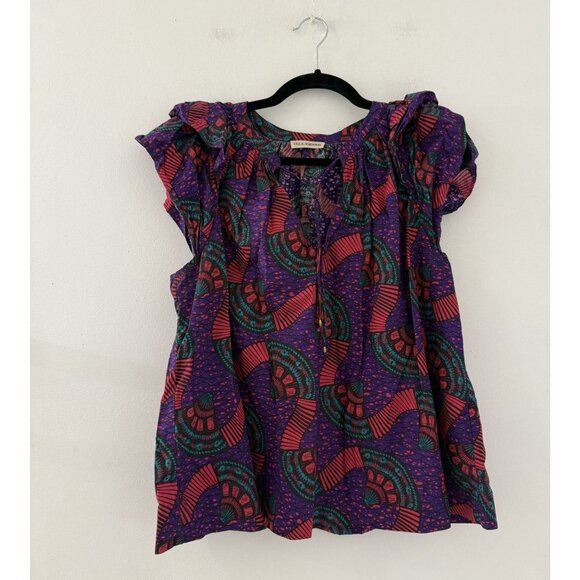 Ulla Johnson Tops - Ulla Johnson Elm Flutter Sleeve Purple and Pink Abstract Paisley Blouse Size 8